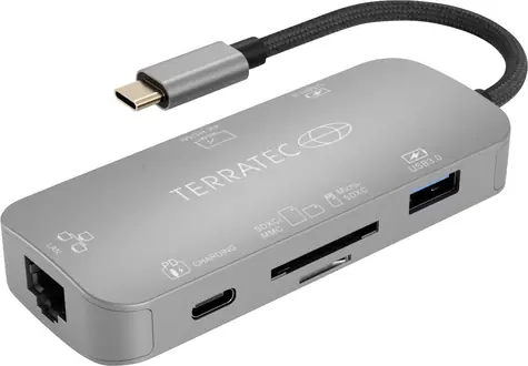 Terratec Connect C8 USB-C / 1x USB-A 3.0 / 1x USB-C PD (100W) / 1x GLAN / Czytnik SD i Micro-SD
