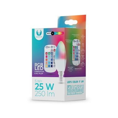 Żarówka LED Forever RGB E14 C37 5W + pilot / 3000K / 250 lm / RGB