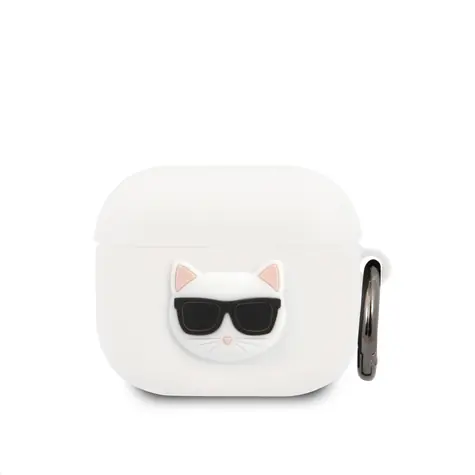Silikonowe etui Karl Lagerfeld Choupette Head do Airpods 3 w kolorze białym