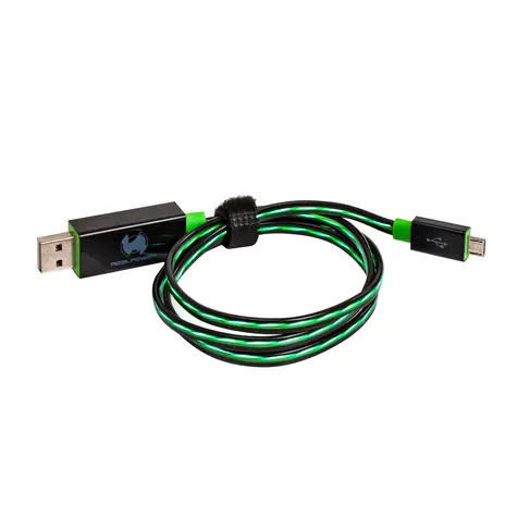 Kabel USB RealPower USB 2.0 USB-A - Micro-B 75 cm LED zielony