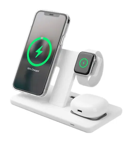 FIXED Stojak MagPowerstation z bezprzewodowym ładowaniem Magsafe dla 3 urządzeń w kolorze białym