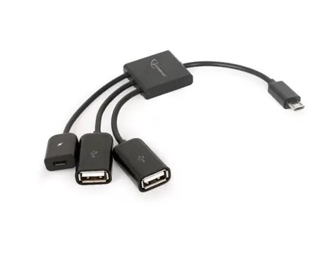 Gembird UHB-OTG-02 Hub Micro-USB OTG czarny / 3x USB-A (F) / 1x Micro-USB (M)
