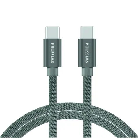 Kabel do transmisji danych Swissten TEXTILE USB-C - USB-C 2m srebrny