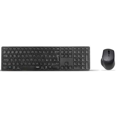 Rapoo 9800M Multi-Mode Dark Grey / Bezprzewodowy zestaw klawiatury i myszy / 2,4 GHz / BT 3.0 i 4.0 / Wbudowana bateria