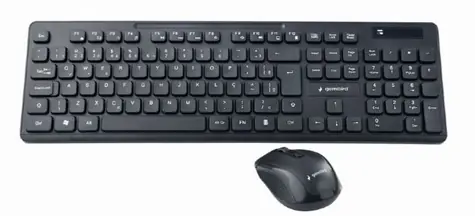 Gembird KBS-WCH-03 Czarny / Wąski Klawiatura + Mysz / Bezprzewodowy / 2,4 GHz / Układ klawiszy US 