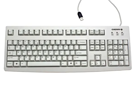 Cherry G83-6104LUNEU-0 jasnoszary / Klawiatura biurowa / przewodowa / USB / układ US