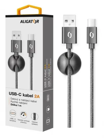 Kabel Aligator Premium do transmisji danych 2A USB-C czarny