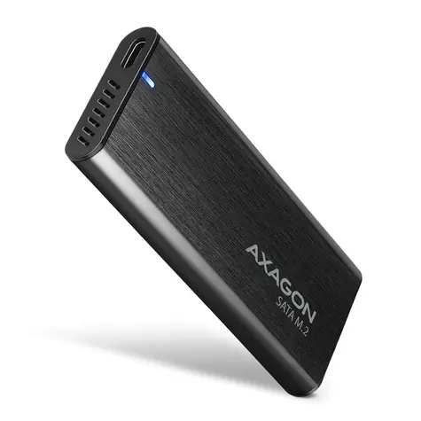 Axagon EEM2-SBC Zewnętrzna skrzynka USB-C na dyski M.2 SATA SSD czarna / USB-C 3.2 Gen 2 / bezśrubowa / obudowa metalowa