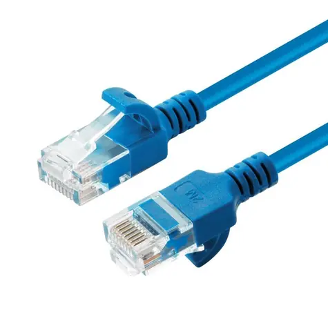 MicroConnect CAT6a U/UTP SLIM 0,5m niebieski / LSZH