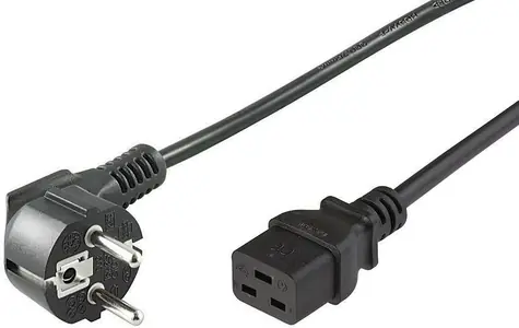 Kabel zasilający MicroConnect Schuko kąt 90° - C19 2m czarny
