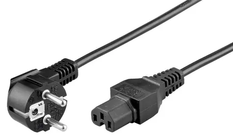 Kabel zasilający MicroConnect Schuko kąt 90° - C15 2m czarny
