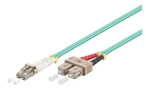 Cable światłowodowy MicroConnect LC/SC wielomodowy dupleks OM3 1m niebieski