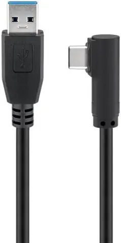 Kabel MicroConnect USB-C kąt 90° (M) - USB 3.0 A (M) 2m czarny / 5000Mbit/s