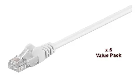 MicroConnect CAT5e U/UTP VALUEPACK 15m biały / PVC / 5 szt.