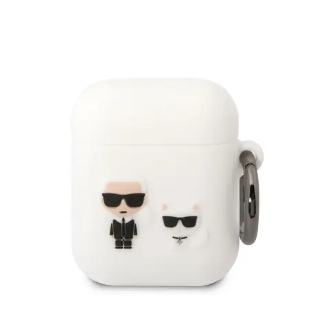 Karl Lagerfeld i Choupette Silikonowe etui do Apple Airpods 1 i 2 białe
