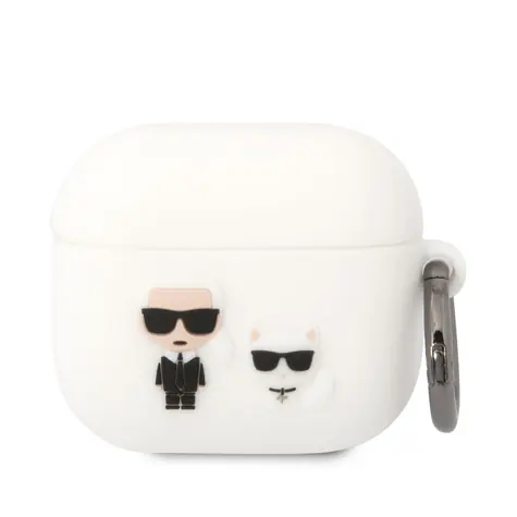 Silikonowe etui Karl Lagerfeld i Choupette do Apple Airpods 3 w kolorze białym