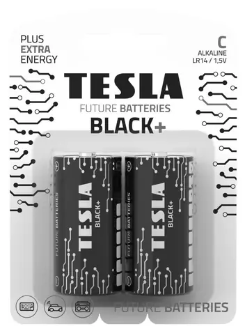 Bateria alkaliczna TESLA BLACK+ C 2szt / LR14 / mała jednoogniwo / blister 