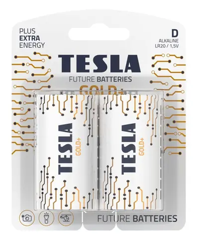Bateria alkaliczna TESLA GOLD+ D 2 szt. / LR20 / jednoogniwo duże / blister 