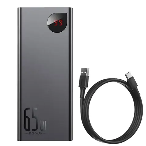 Baseus Adaman PowerBank 20000 mAh czarny / 65W / wyjście 2xA