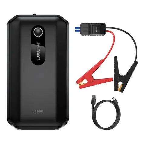 Baseus Super Energy Air PowerBank 10000 mAh czarny / Kable startowe 