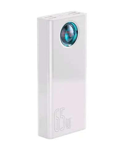 Baseus Amblight QC PowerBank 30000 mAh biały / 65W / USB-C / + kabel USB-C 100W  