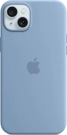Silikonowe etui Apple z MagSafe do iPhone'a 15 PLUS w kolorze szaroniebieskim