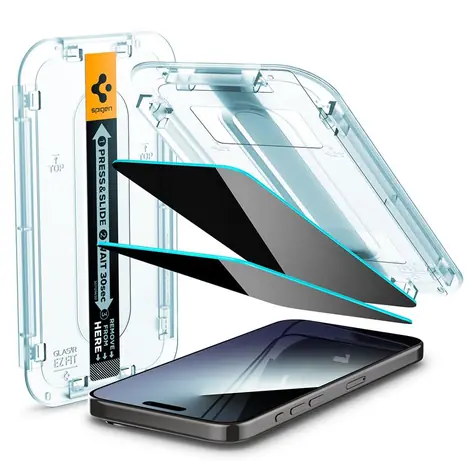 Szkło hartowane Spigen Glass tR EZ Fit Privacy 2 szt. do iPhone 15 Pro, przezroczyste