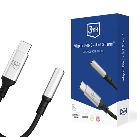 Adapter 3mk USB-C - Jack 3,5mm 0,15m czarny 