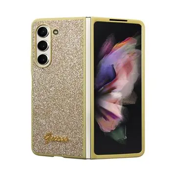 Tylna obudowa Guess PC/TPU Glitter Flakes Metal Logo do Samsung Galaxy Z Fold 5, złota
