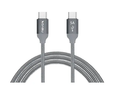 Kabel Nevox USB-C (M) - USB-C (M) 1 m szary / 100W