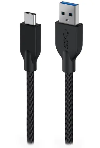 Genius ACC-A2CC-3A Kabel USB-A (M) - USB-C (M) 1,5 m czarny / pleciony / QC 3.0