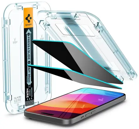 Spigen Glass tR EZ Fit (Privacy) 2 sztuki szkła ochronnego do Apple iPhone 15 Pro Max