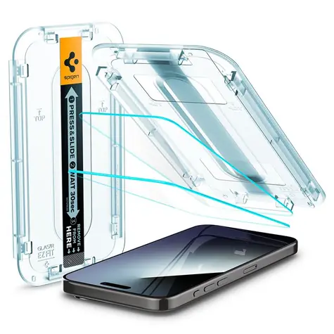 Zestaw 2 szkieł ochronnych Spigen Glass tR EZ Fit do Apple iPhone 15 Pro Max