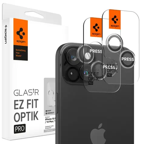 Spigen Glass tR EZ Fit Optik Pro 2-pakowe szkło ochronne na aparat do Apple iPhone 15 Pro/15 Pro Max 