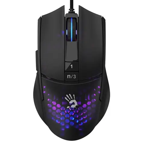 A4Tech BLOODY L65 Max Honeycomb czarna / Mysz optyczna do gier / 12000 DPI / 7tl. + koło / RGB / USB / 1,8 m