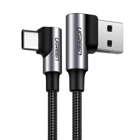Ugreen US176 Kabel USB-A (M) - USB-C (M) 1m czarny / kątowy 