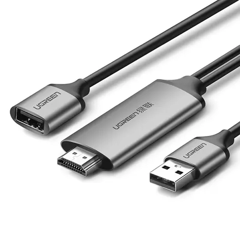 Ugreen Cyfrowy adapter AV USB-A (M) i USB-A (F) - HDMI (M) 1,5 m szary