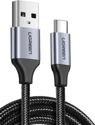 Ugreen 60126 Kabel USB-A (M) - USB-C (M) 1m czarny / w oplocie