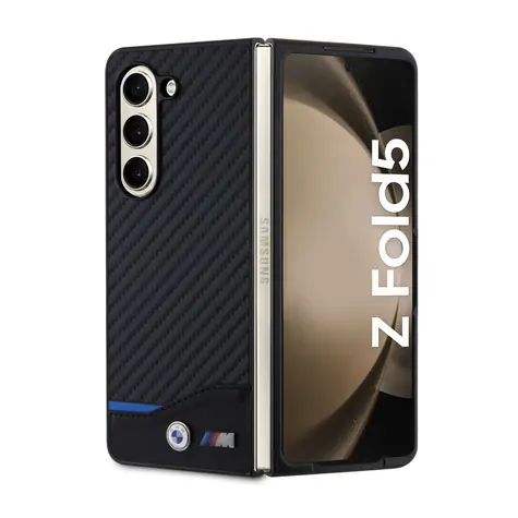 Tylne etui BMW M PU Carbon Blue Line do Samsung Galaxy Z Fold 5, czarne