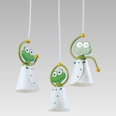 Lampa wisząca dziecięca Luxera FROG E14 biało-zielona / 3x40W 