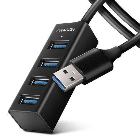Axagon HUE-M1AL, koncentrator 4X USB 3.2 Gen 1 MINI, metalowy, kabel USB-A 1,2m