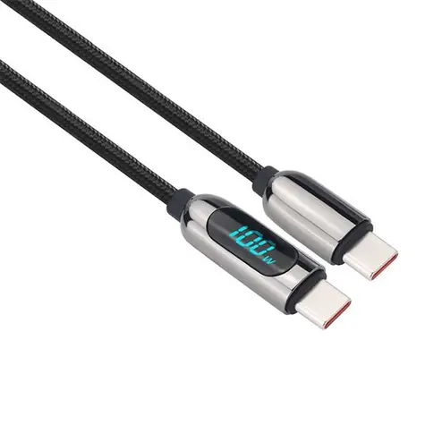 Kabel Solight USB-C (M) - USB-C (M) 2m czarny / 100W / wyświetlacz 