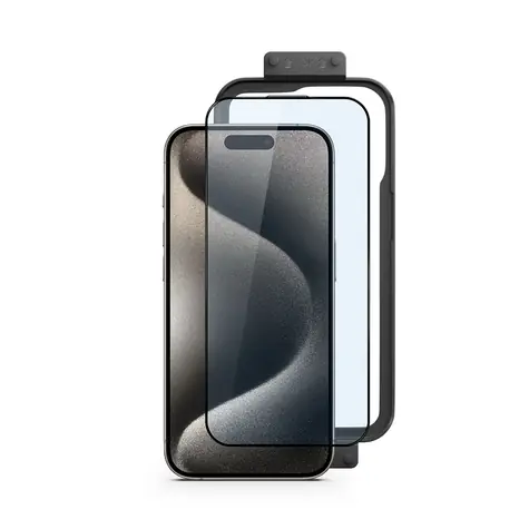 Epico Szkło ochronne Edge to Edge do Apple iPhone 15 Pro czarne / 2 szt. / ramka montażowa
