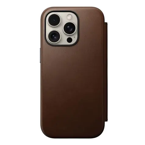 Nomad Modern Leather Folio Case do Apple iPhone 16 Pro Brązowy