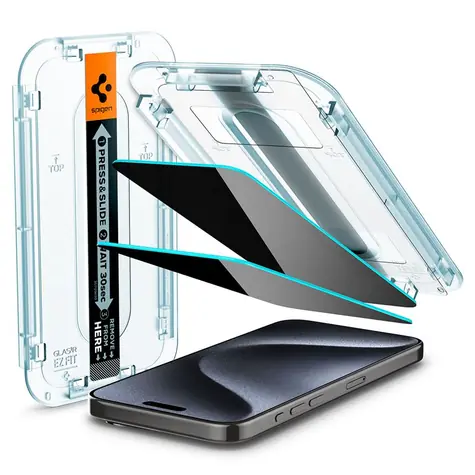 Spigen Glass tR EZ Fit HD Privacy 1 opakowanie szkła ochronnego do Apple iPhone 15 Pro 