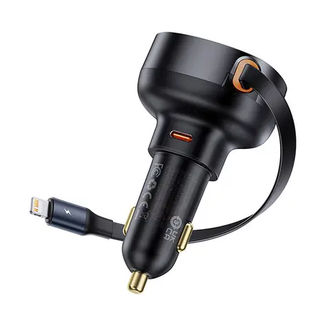 Baseus C00057803111-00 Enjoyment Pro Ładowarka samochodowa czarna / USB-C / Lightning / 55W