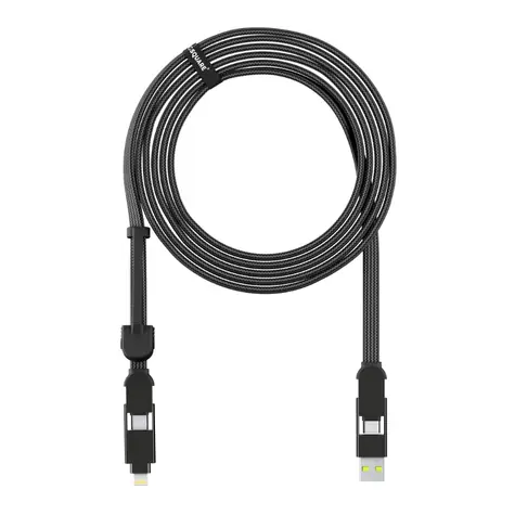 Rolling square inCharge XL 3M czarny / kabel do ładowania i transmisji danych 6w1 / USB / USB-C / Lightning / MicroUSB / 100W