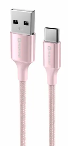 Kabel do transmisji danych Swissten TEXTILE II USB - USB-C 1,5m różowy