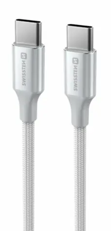Kabel do transmisji danych Swissten TEXTILE II USB-C - USB-C 1,5m biały