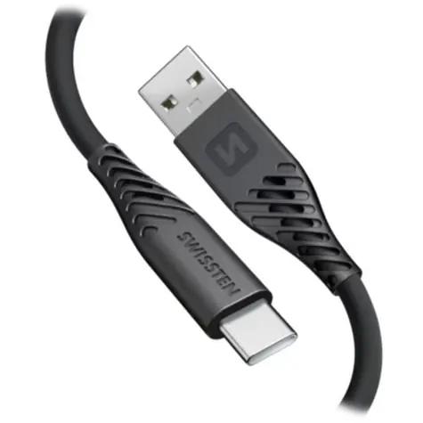 Swissten SOFT SILICONE kabel do transmisji danych USB - USB-C 0,4m czarny